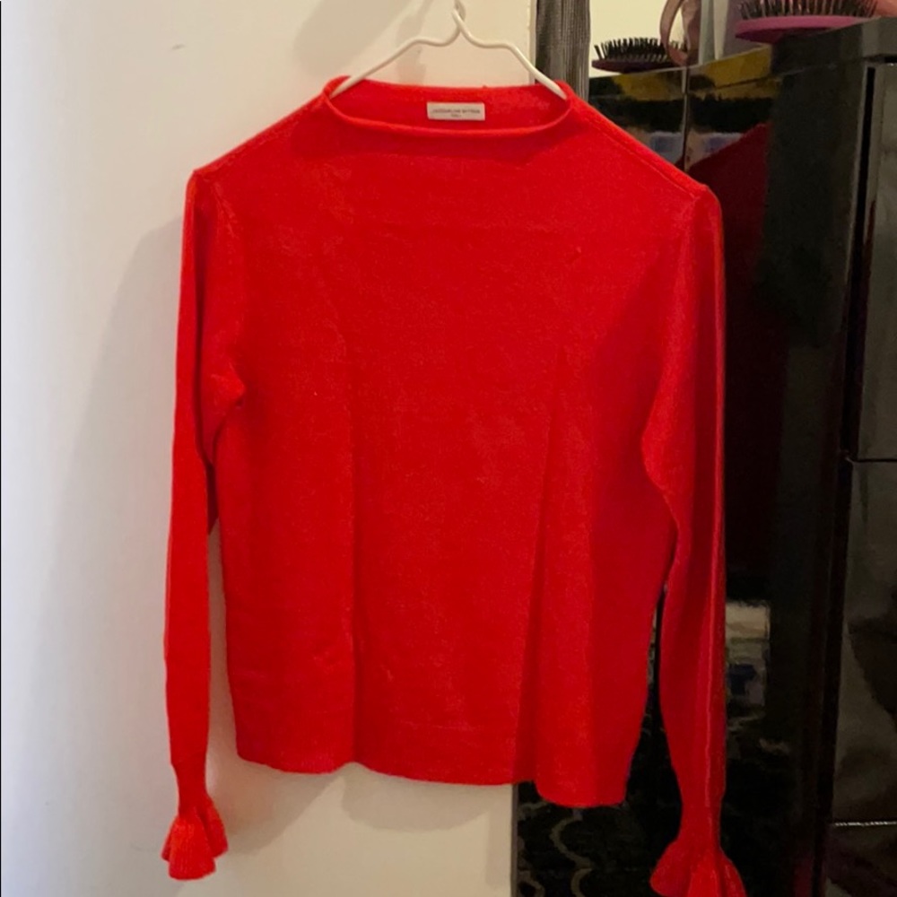 Red mock neck sweater